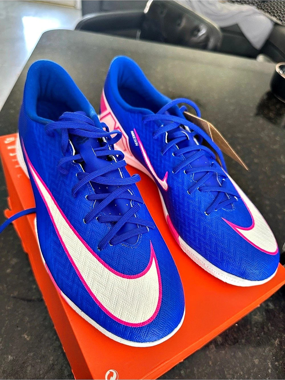 Nike Zoom Mercurial Vapor 16 Academy IC Blast Pack Blue & Pink Athletic Shoes